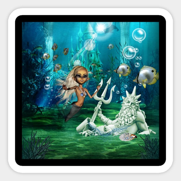 In the depths of the ocean cute mermaid Sticker by Nicky2342